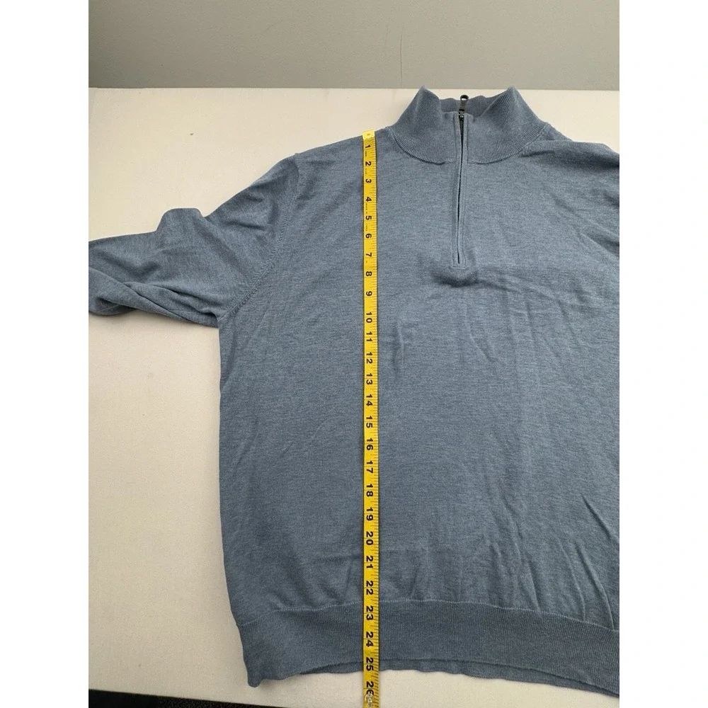 Brooks Brothers Sweater Mens Extra Large Blue Pullover Quarter Zip Supima Cotton